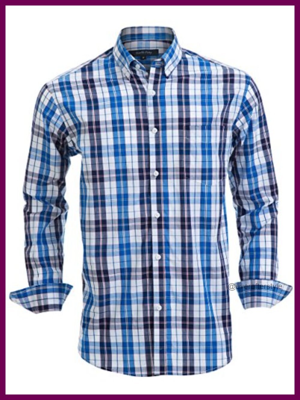 Mens Cotton Long Sleeve Button Down Shirt Regular Fit Checkered